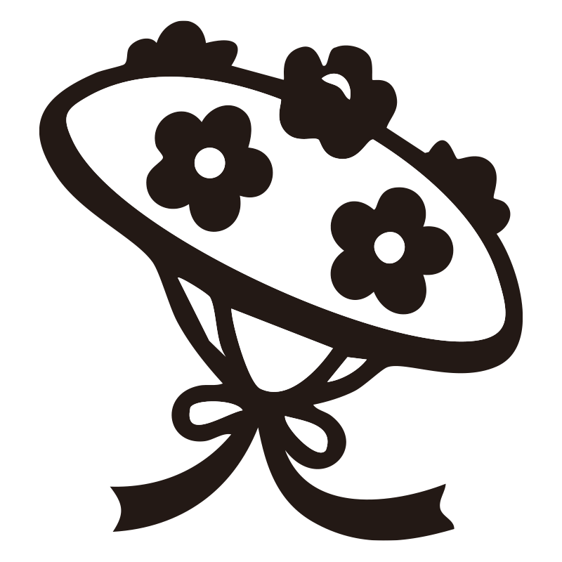 花笠を描いたシンプルなモノクロ