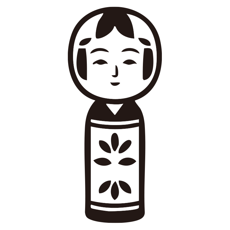 こけしを描いたシンプルなモノク