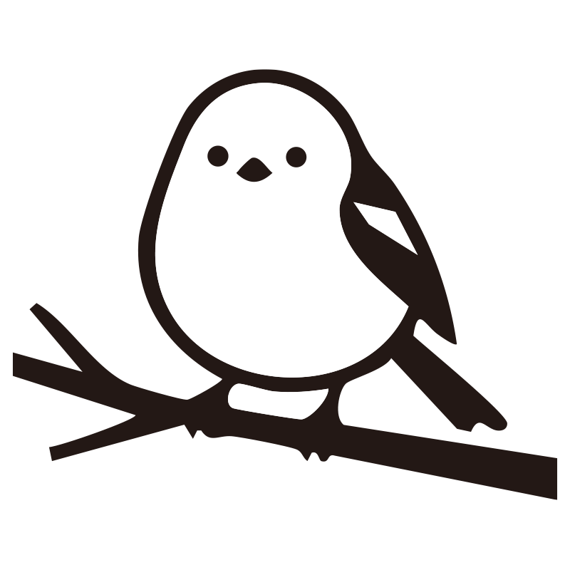 鳥を描いたシンプルなモノクロシ