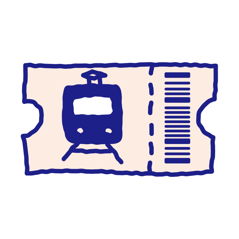 切符を描いた、手書き風の温かみ