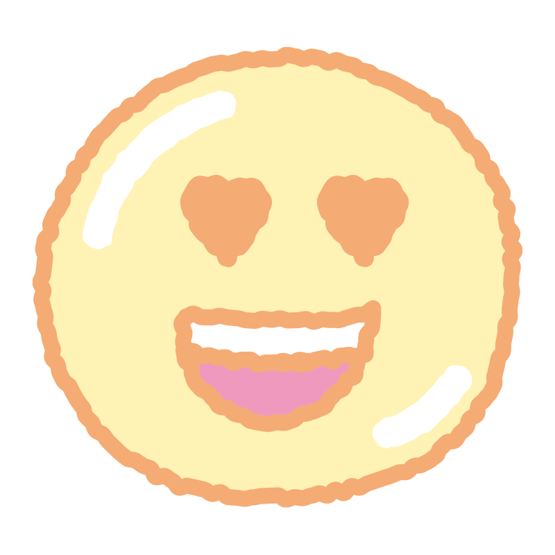 どきどきの顔を描いた、手書き風