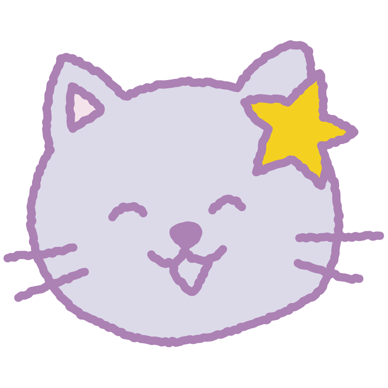 ねこを描いた、手書き風の温かみ