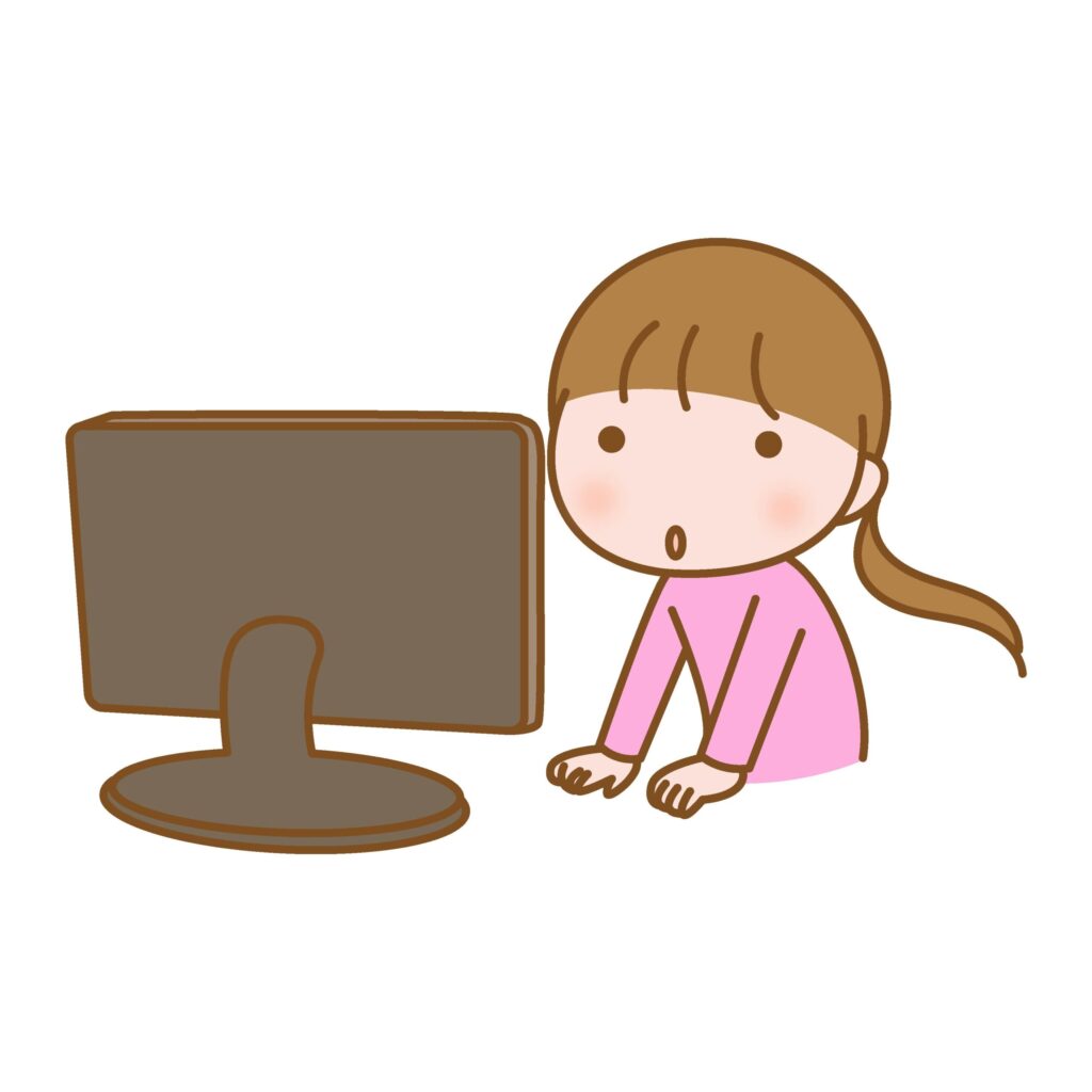 テレビを見ている子どものイラス