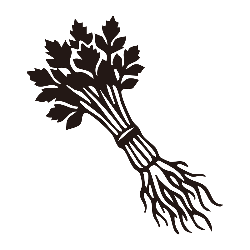 せりを描いたシンプルなモノクロ