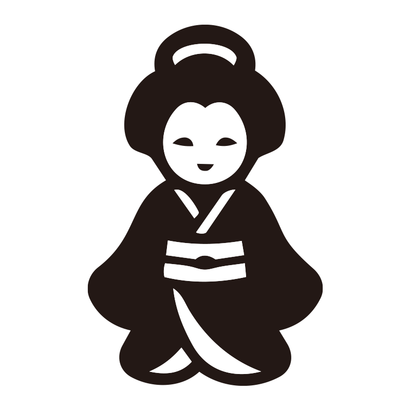 人形を描いたシンプルなモノクロ