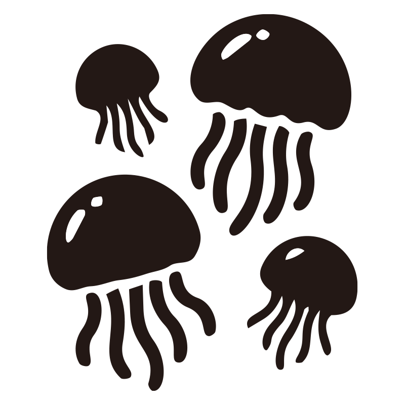 海中をゆらゆらと漂うクラゲの群