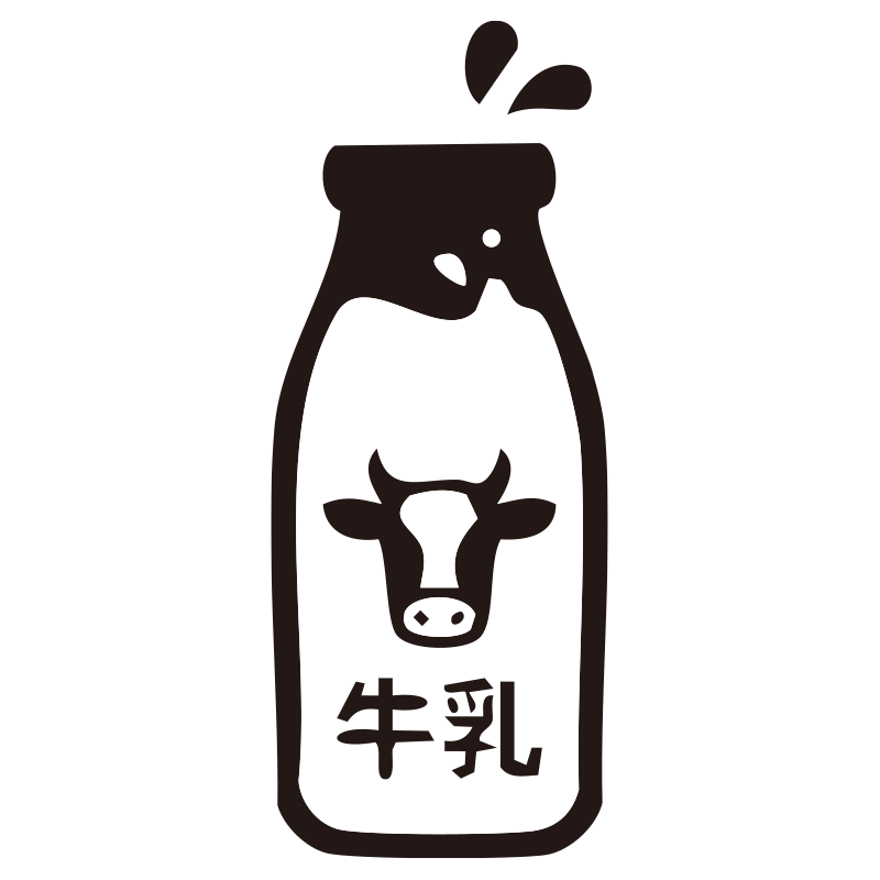 牛乳を描いたシンプルなモノクロ