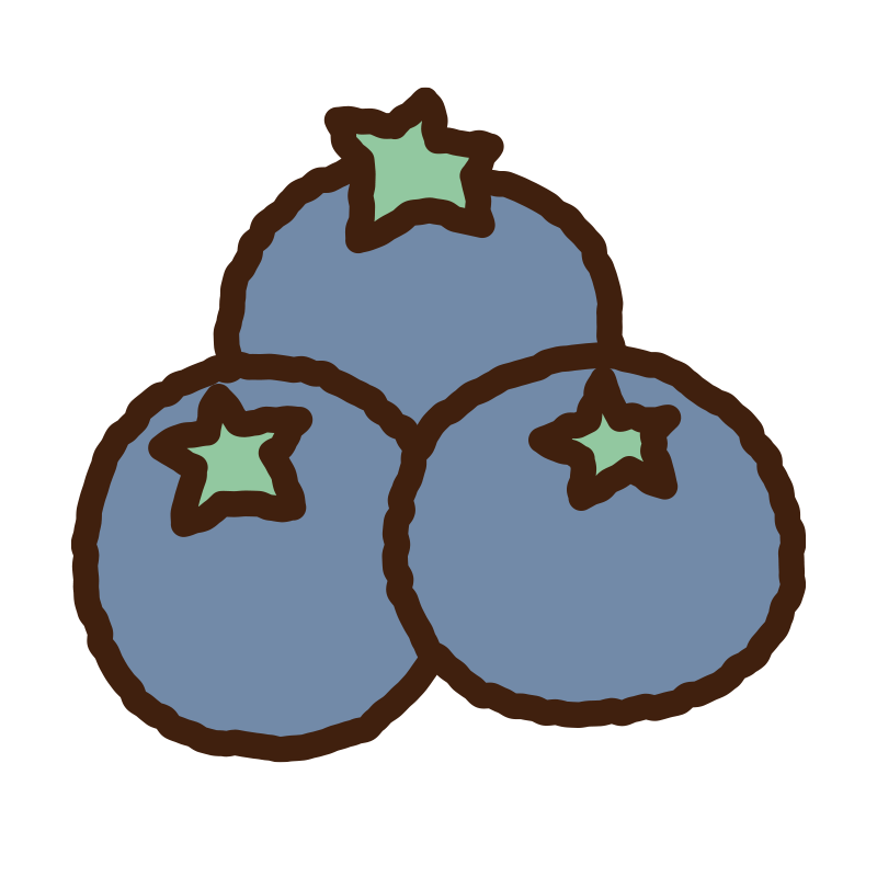 重なり合った3つのブルーベリー