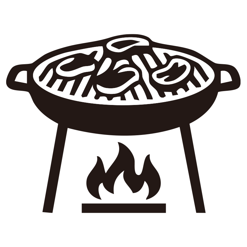 焼き肉を描いたシンプルなモノク