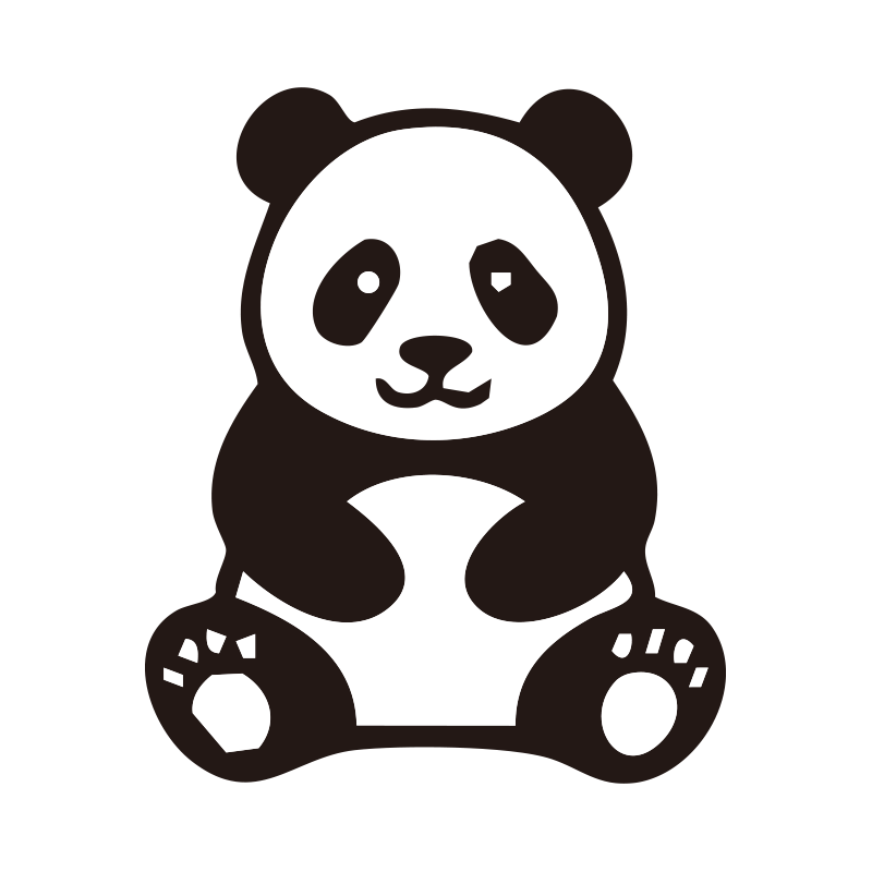 パンダを描いたシンプルなモノク
