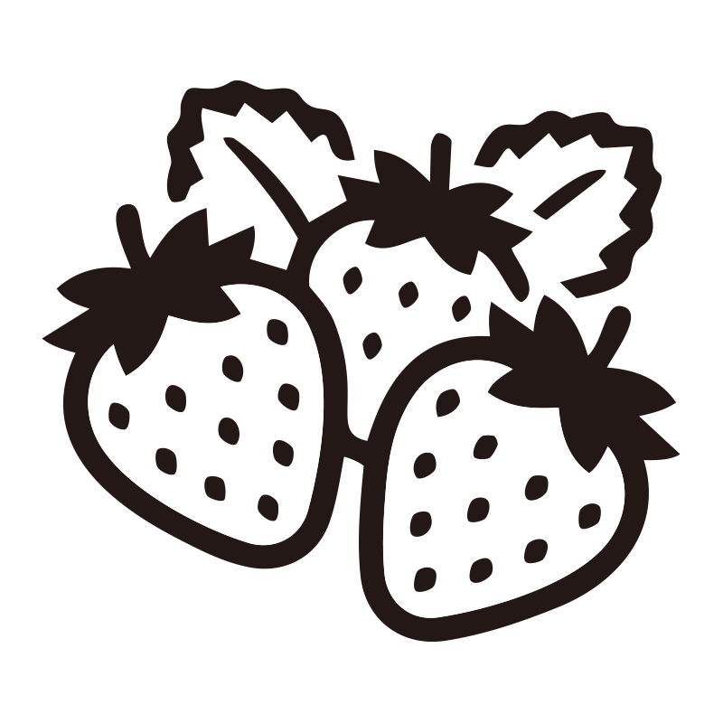 いちごを描いたシンプルなモノク