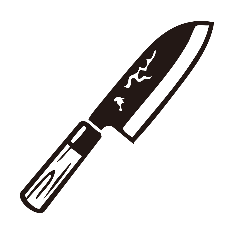 包丁を描いた、手書き風の温かみ