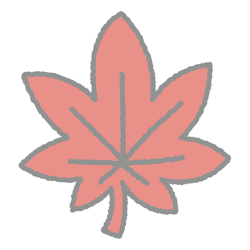 もみじを描いた、手書き風の温か