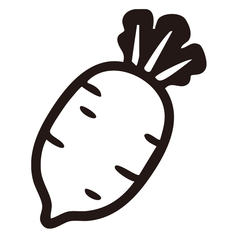 大根を描いたシンプルなモノクロ