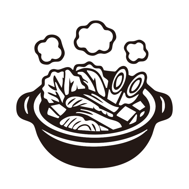 なべを描いたシンプルなモノクロ