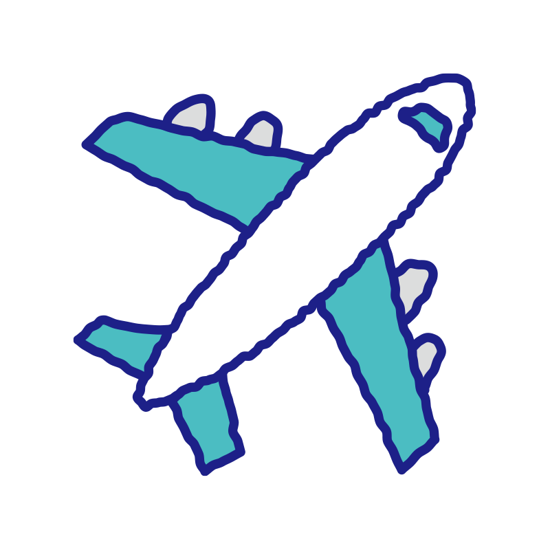 飛行機を描いた、手書き風の温か