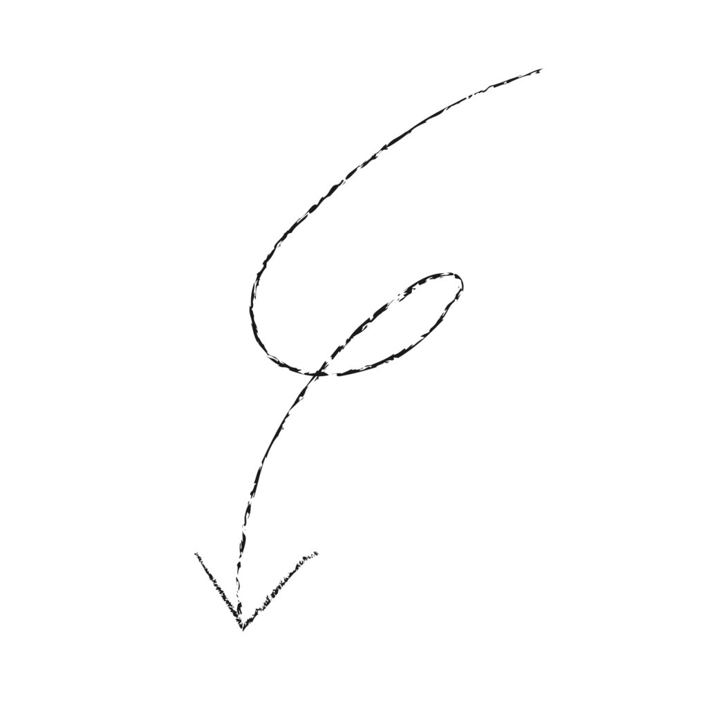 黒のシンプルな手書き「戻る」矢