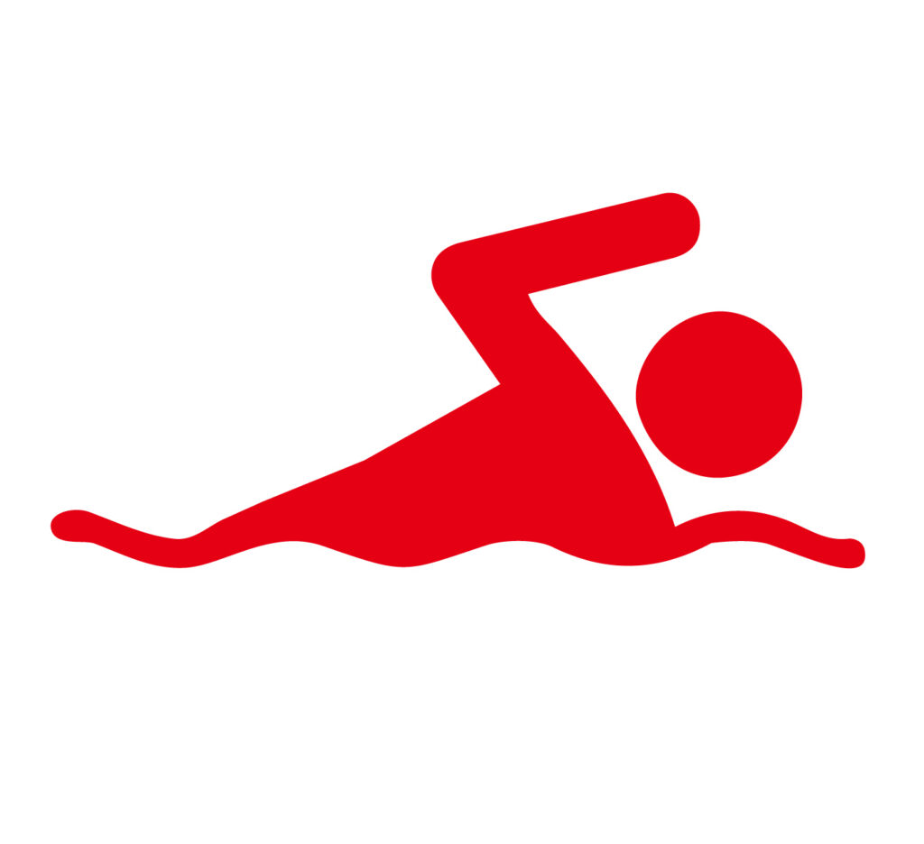 「泳ぐ」棒人間のかわいいアイコ