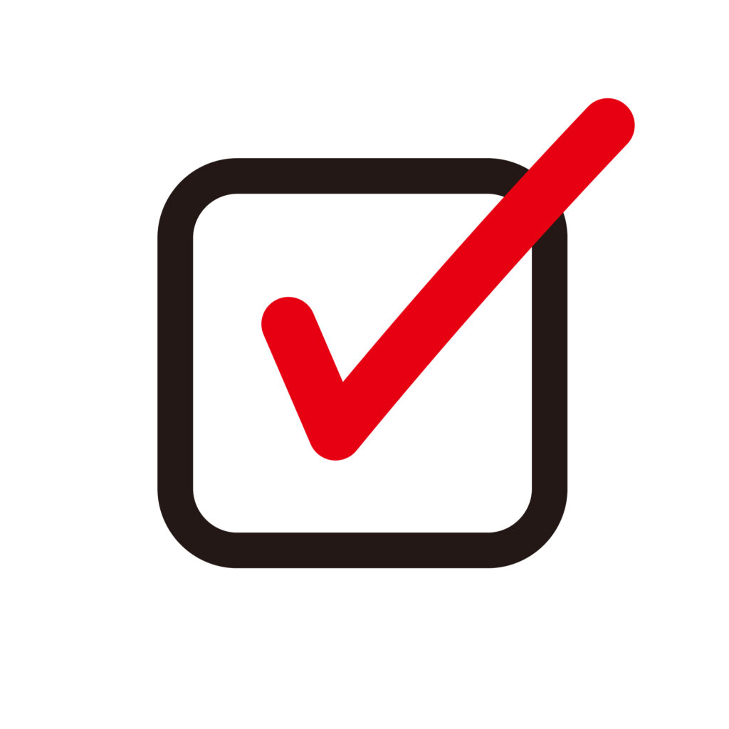 赤色のシンプルなチェックマーク