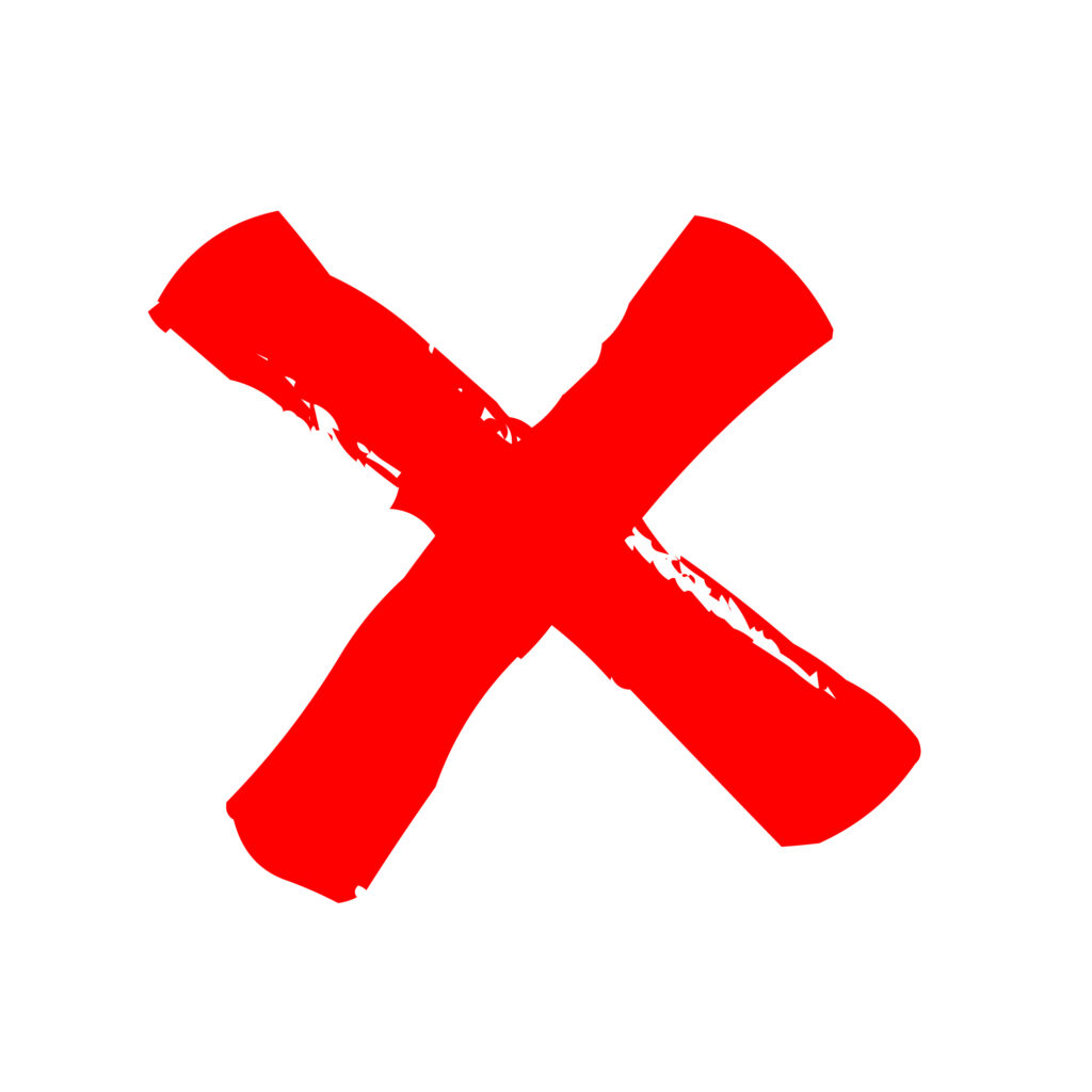 赤色の手書き風バツマーク（NG