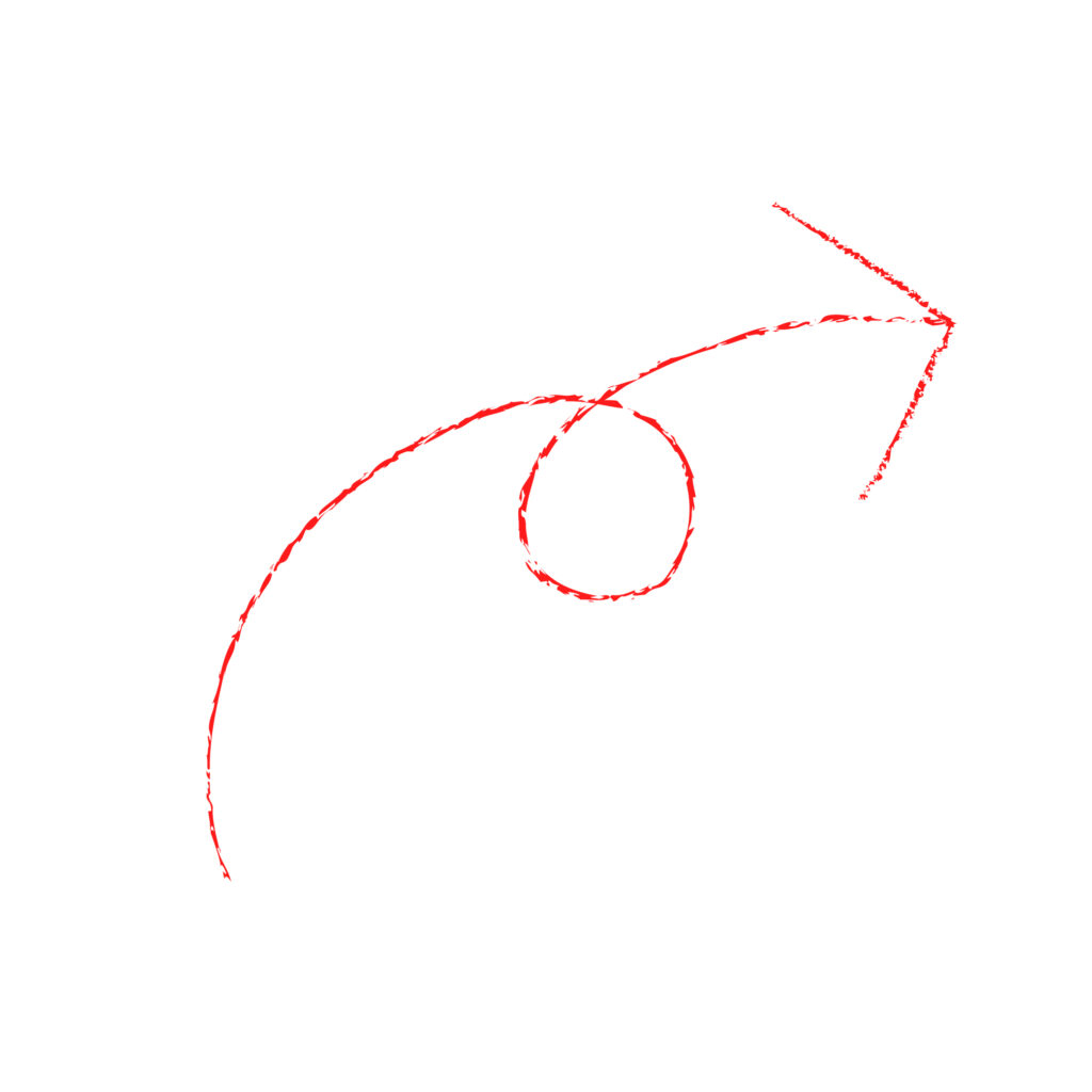 赤色の鉛筆で書いたような手書き