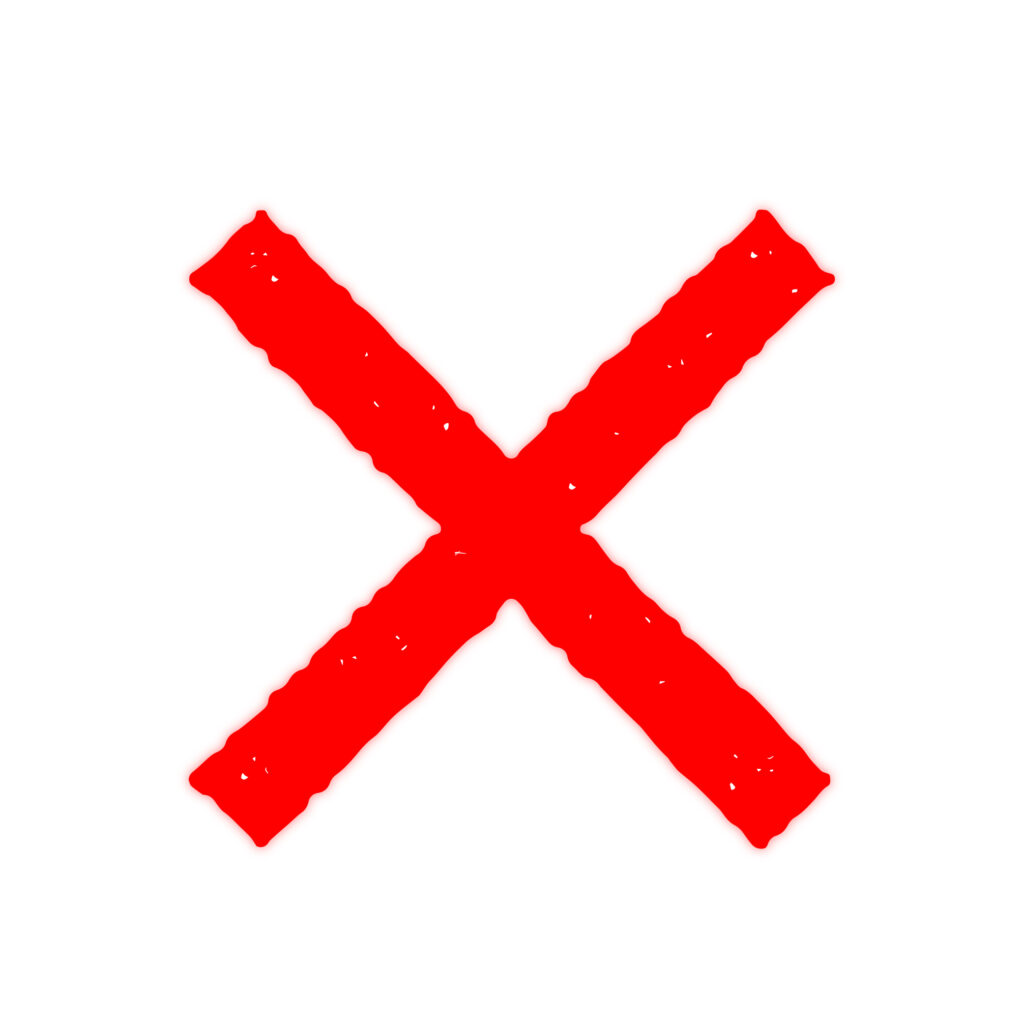 赤色のハンコ風バツマーク（NG