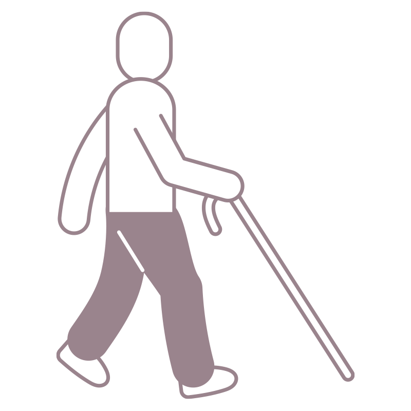 杖を付く人を描いた､手書き風の