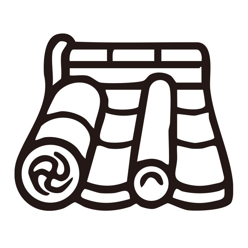 瓦屋根を描いたシンプルなモノク