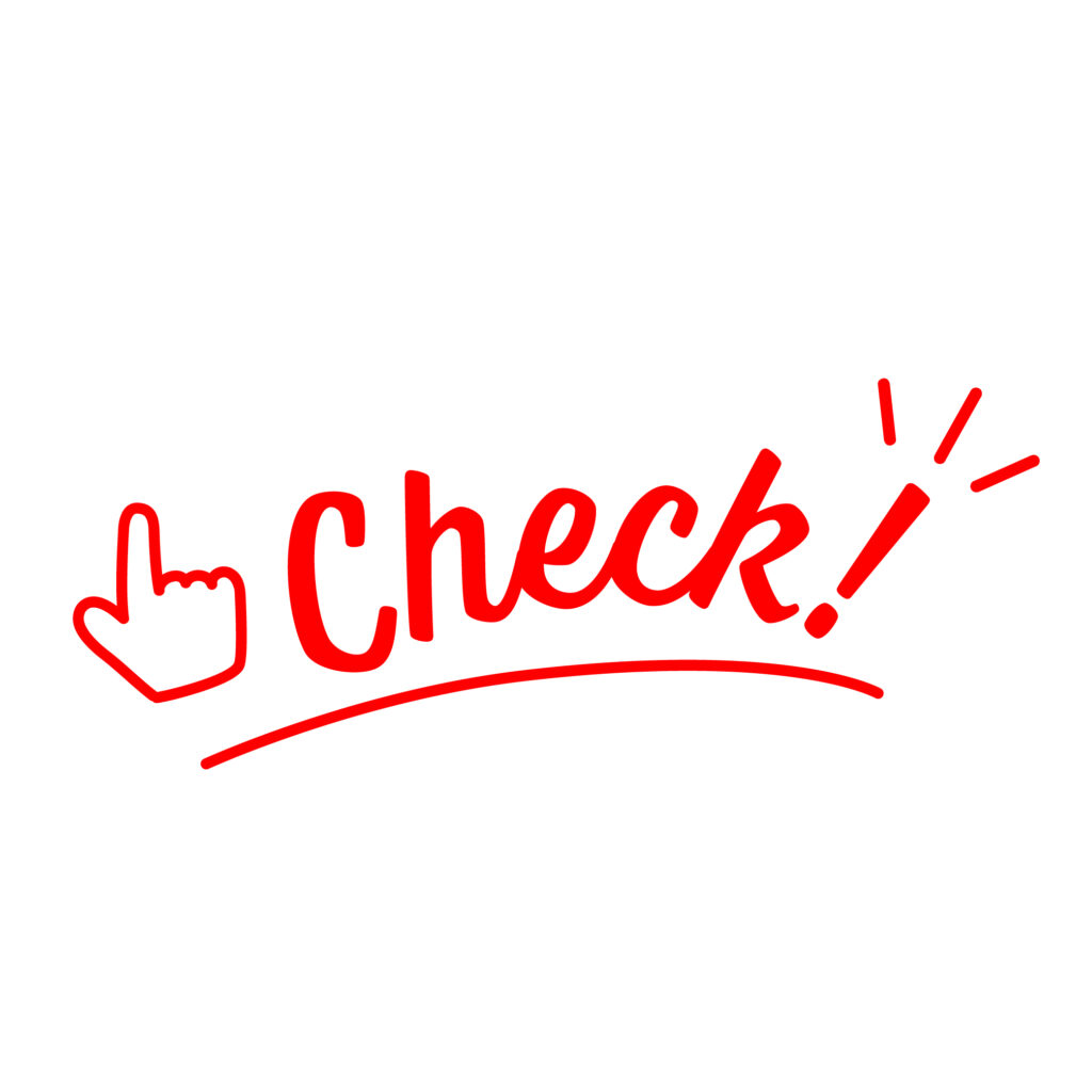 赤色の手書き風「Check」文