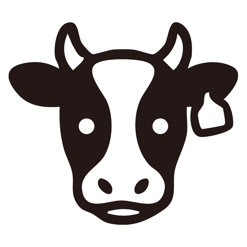 うしを描いたシンプルなモノクロ