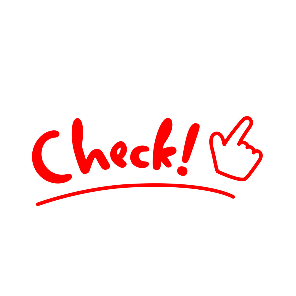 赤色の手書き風「Check」文
