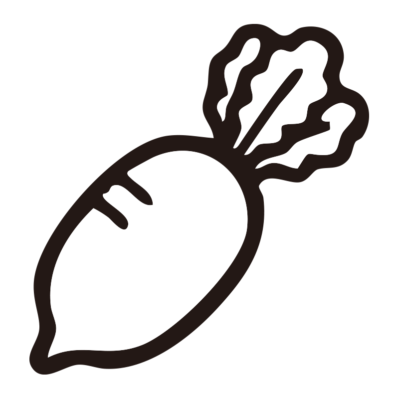 大根を描いたシンプルなモノクロ