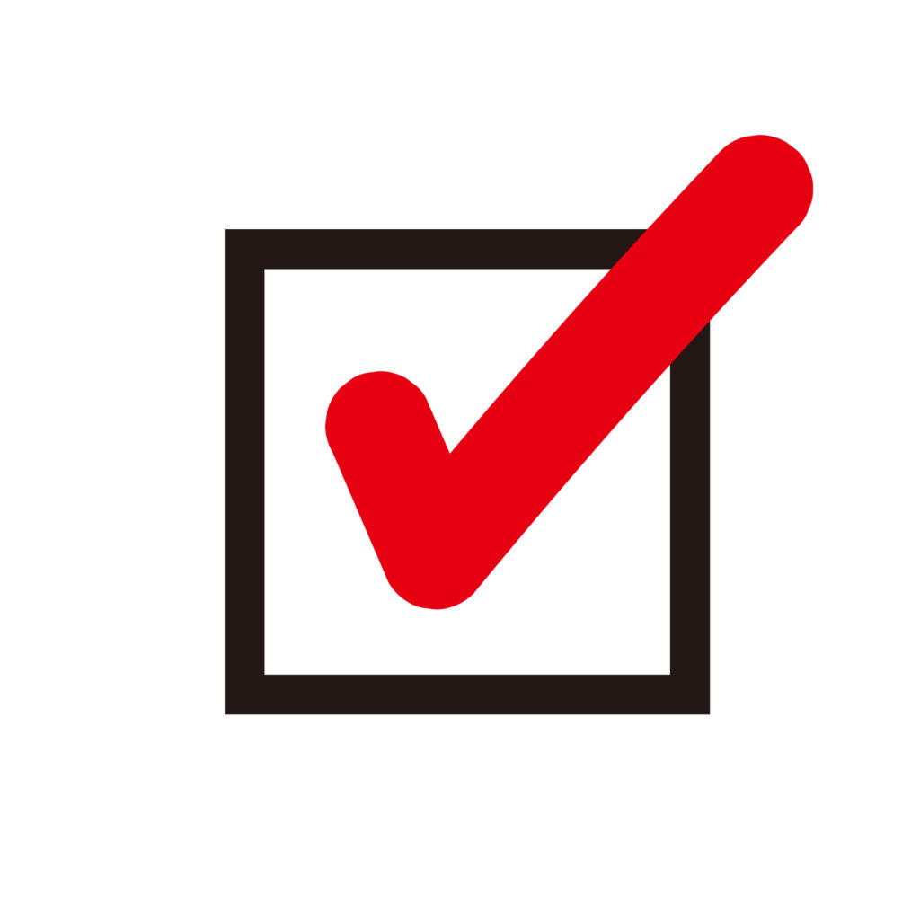 赤色のシンプルなチェックマーク