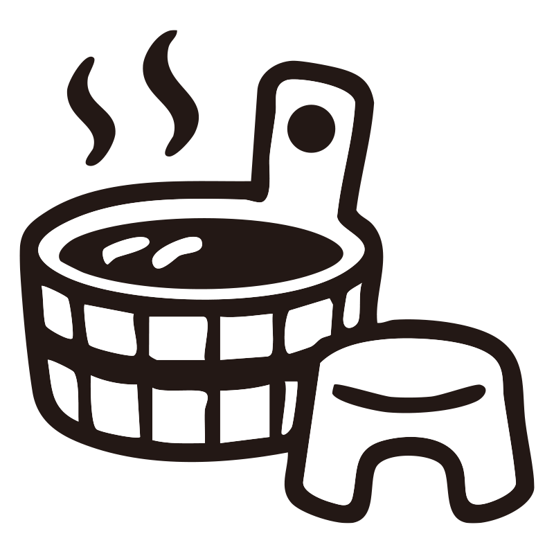 お風呂を描いたシンプルなモノク