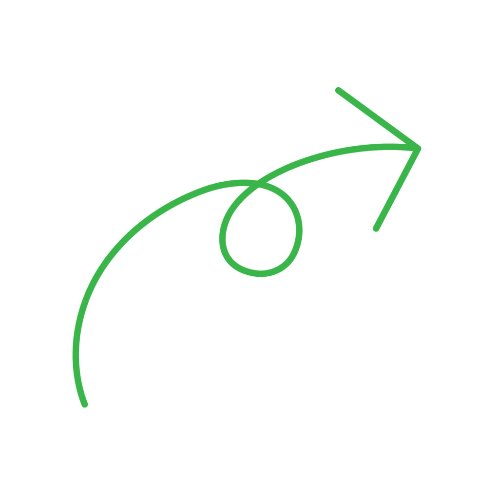 緑色のシンプルなくるっとした矢