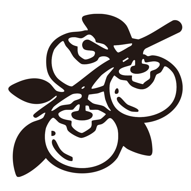 柿を描いたシンプルなモノクロシ
