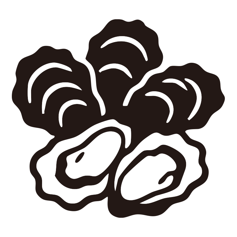 牡蠣を描いたシンプルなモノクロ