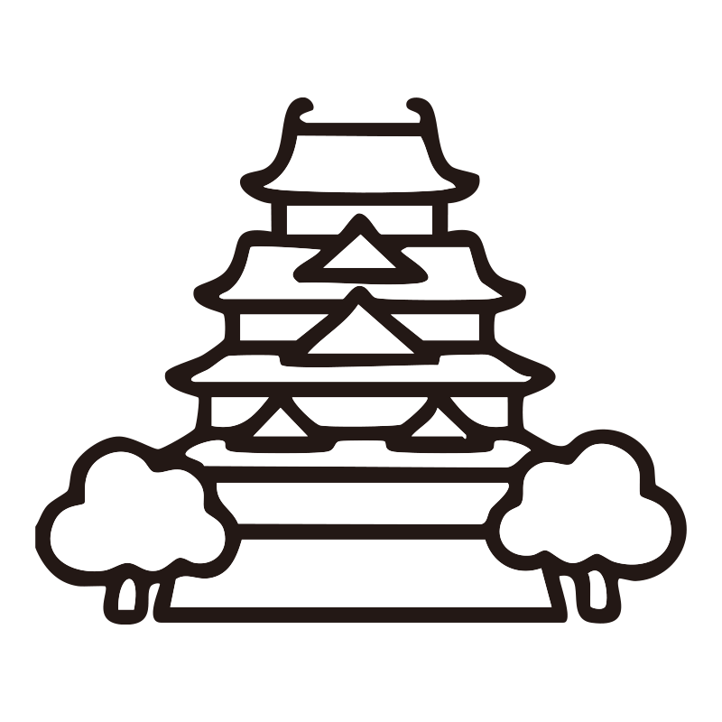お城を描いたシンプルなモノクロ