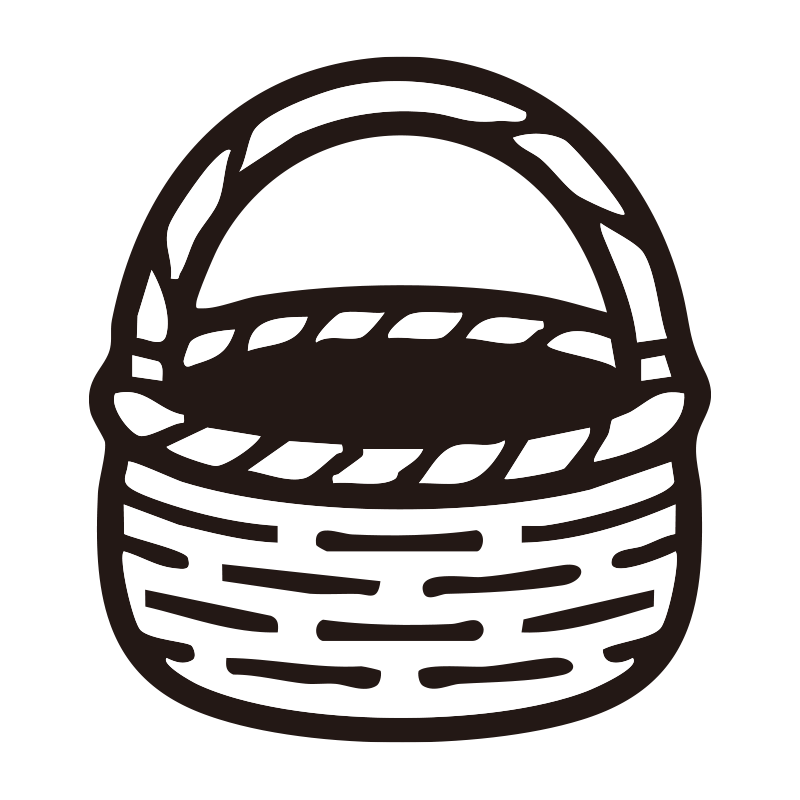 かごを描いたシンプルなモノクロ