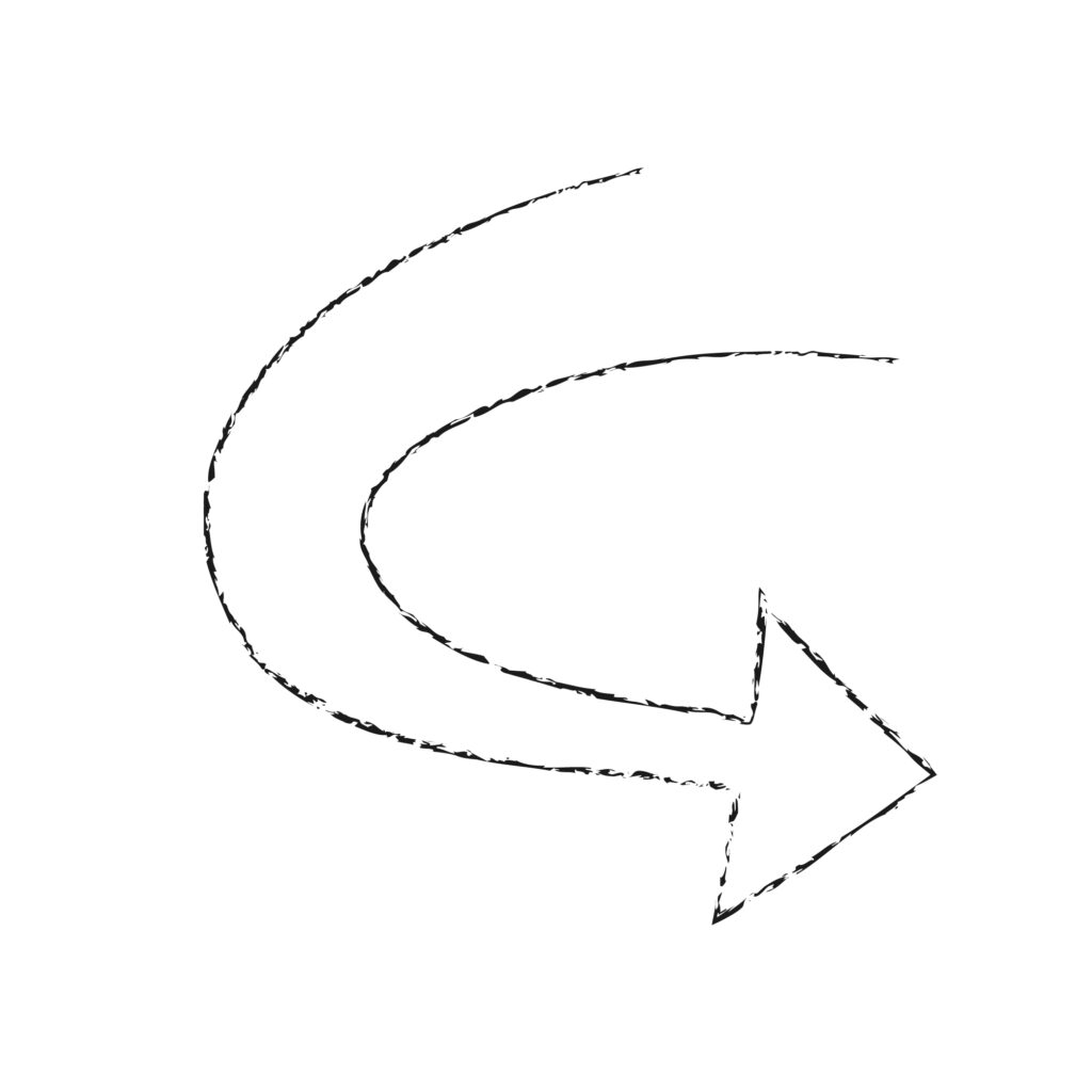 黒のシンプルな手書き「戻る」矢