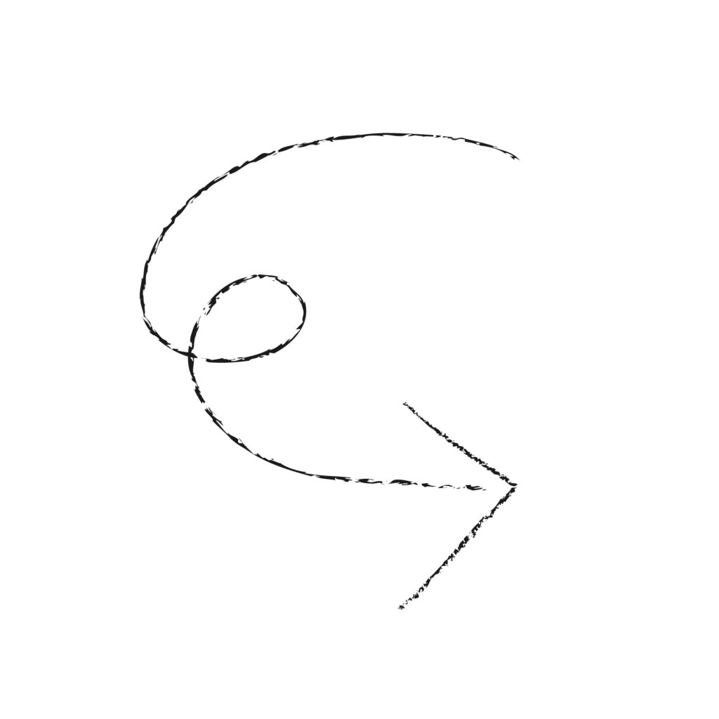 黒のシンプルな手書き「戻る」矢