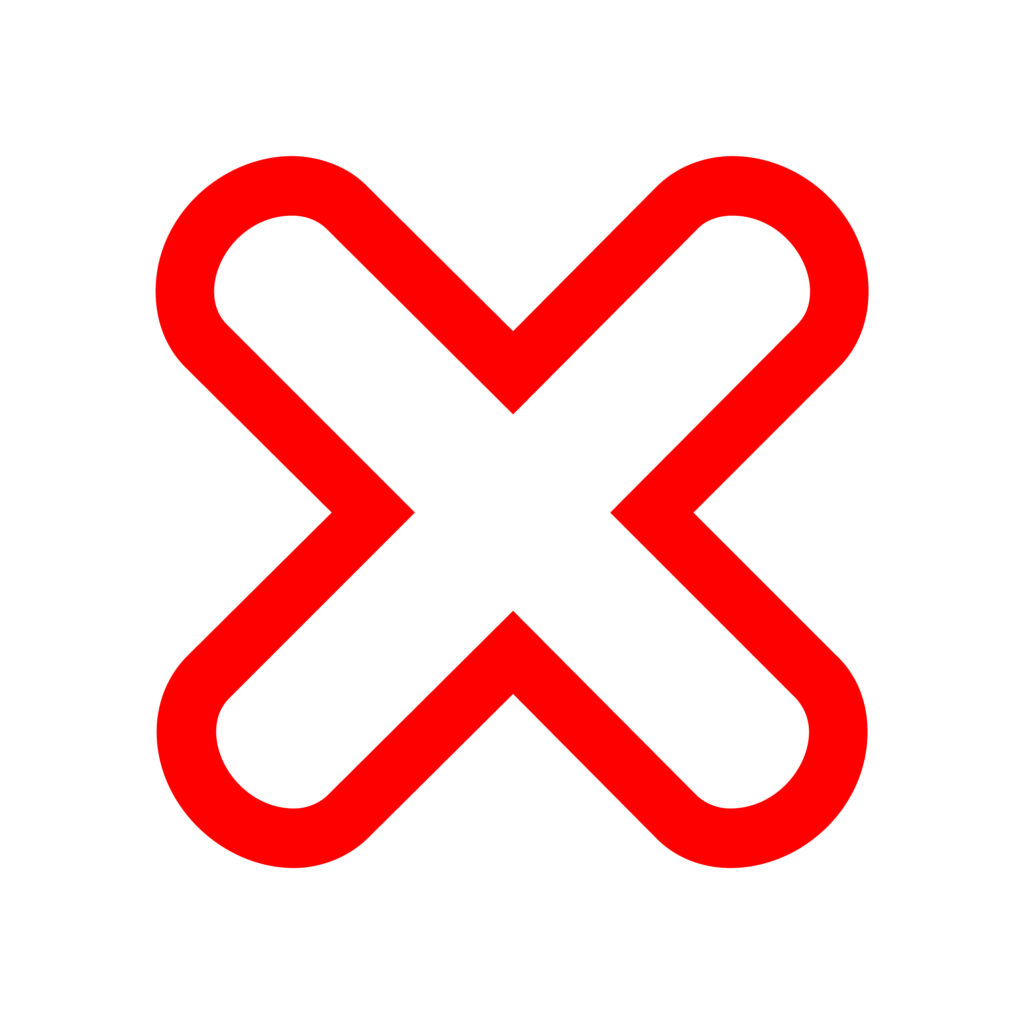 赤色のシンプルなバツマーク（N