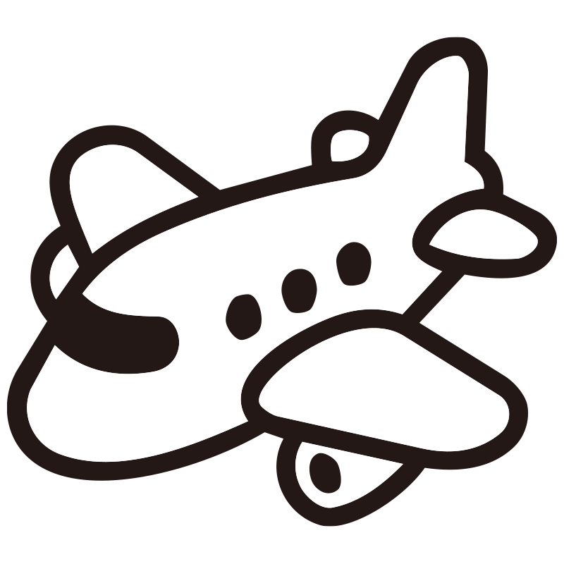 飛行機を描いたシンプルなモノク