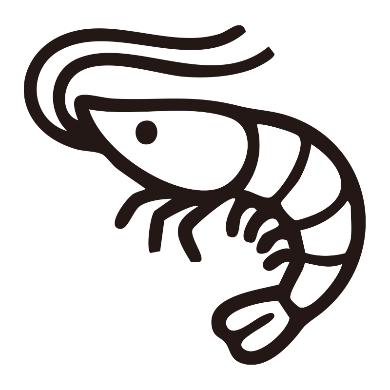 白えびを描いたシンプルなモノク