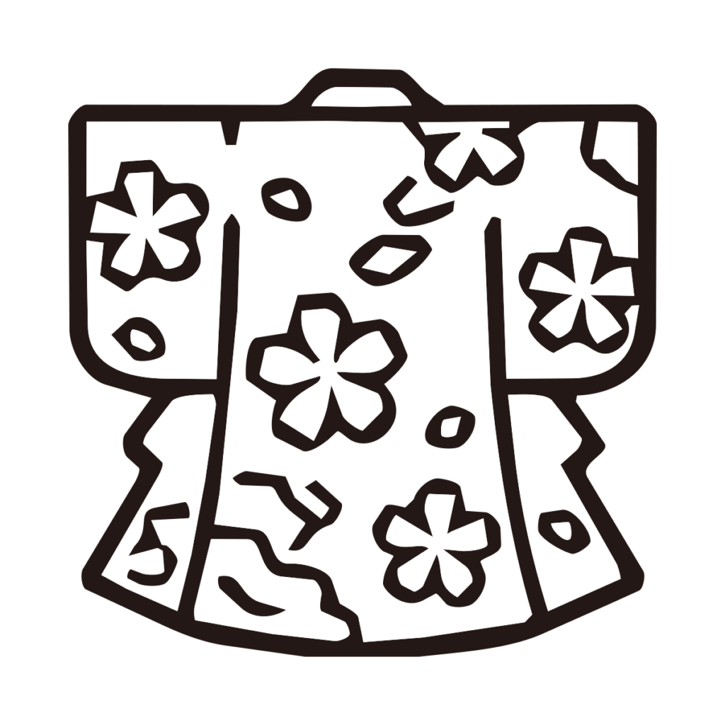 着物を描いたシンプルなモノクロ