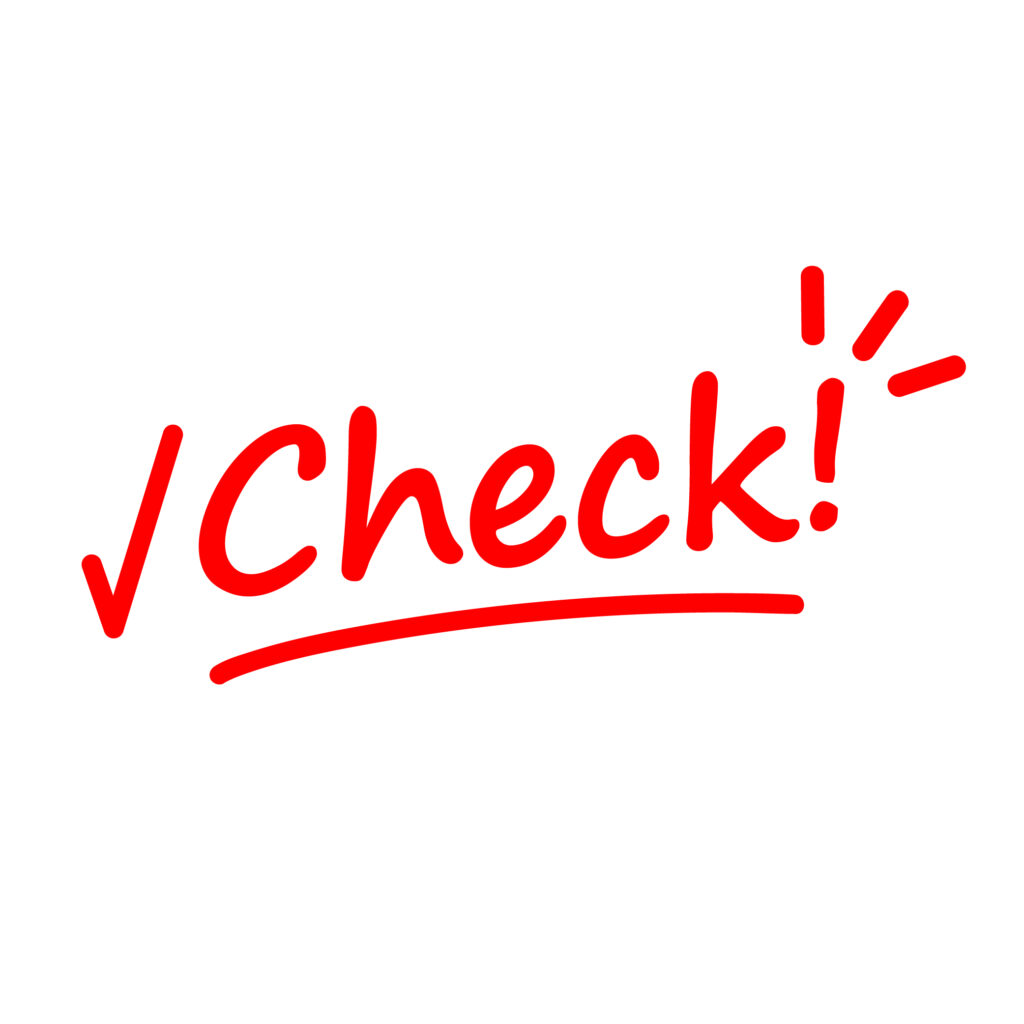 赤色の手書き風「Check」文