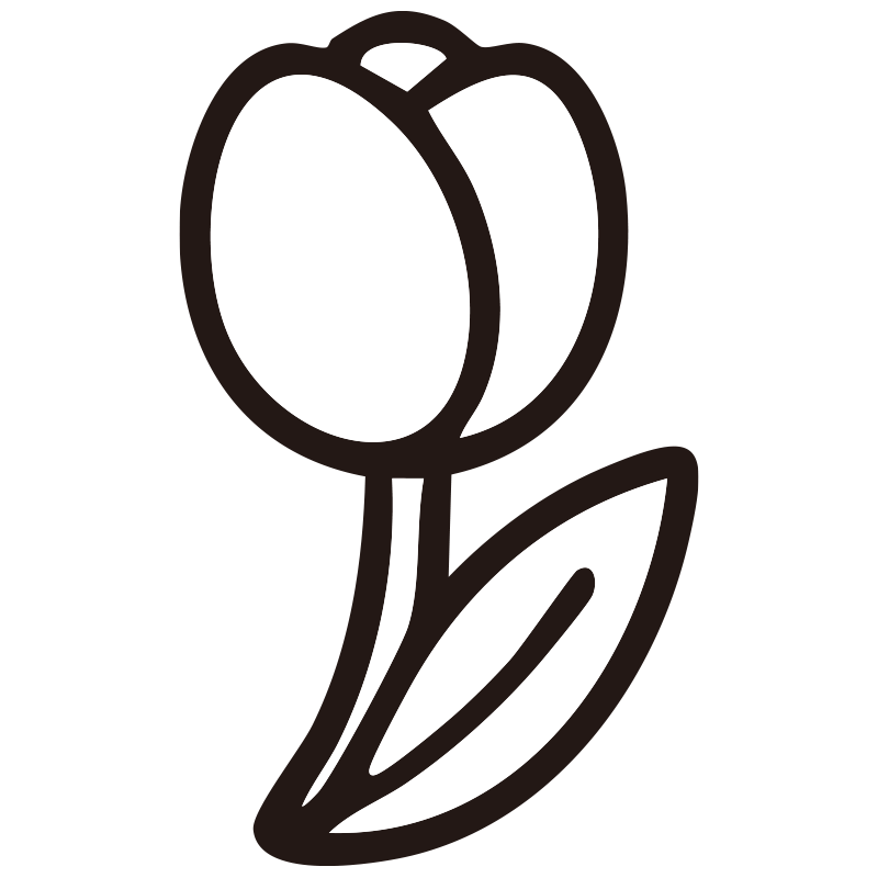 チューリップを描いたシンプルな