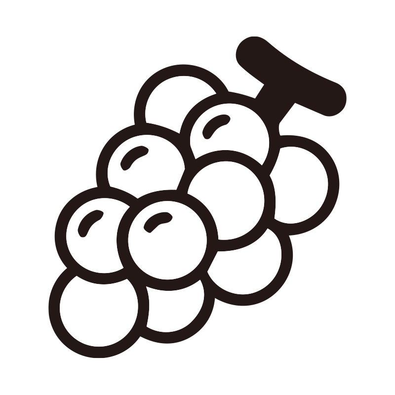 ぶどうを描いたシンプルなモノク