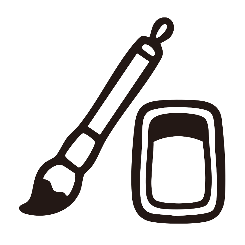 習字を描いたシンプルなモノクロ