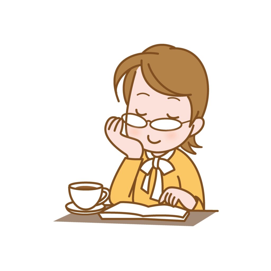 人物のイラストです。 カフェで